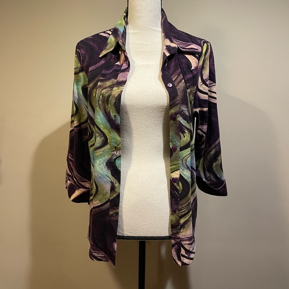 Lior Psychedelic Multicolored Swirl Button Down Shirt - Picture 3 of 7